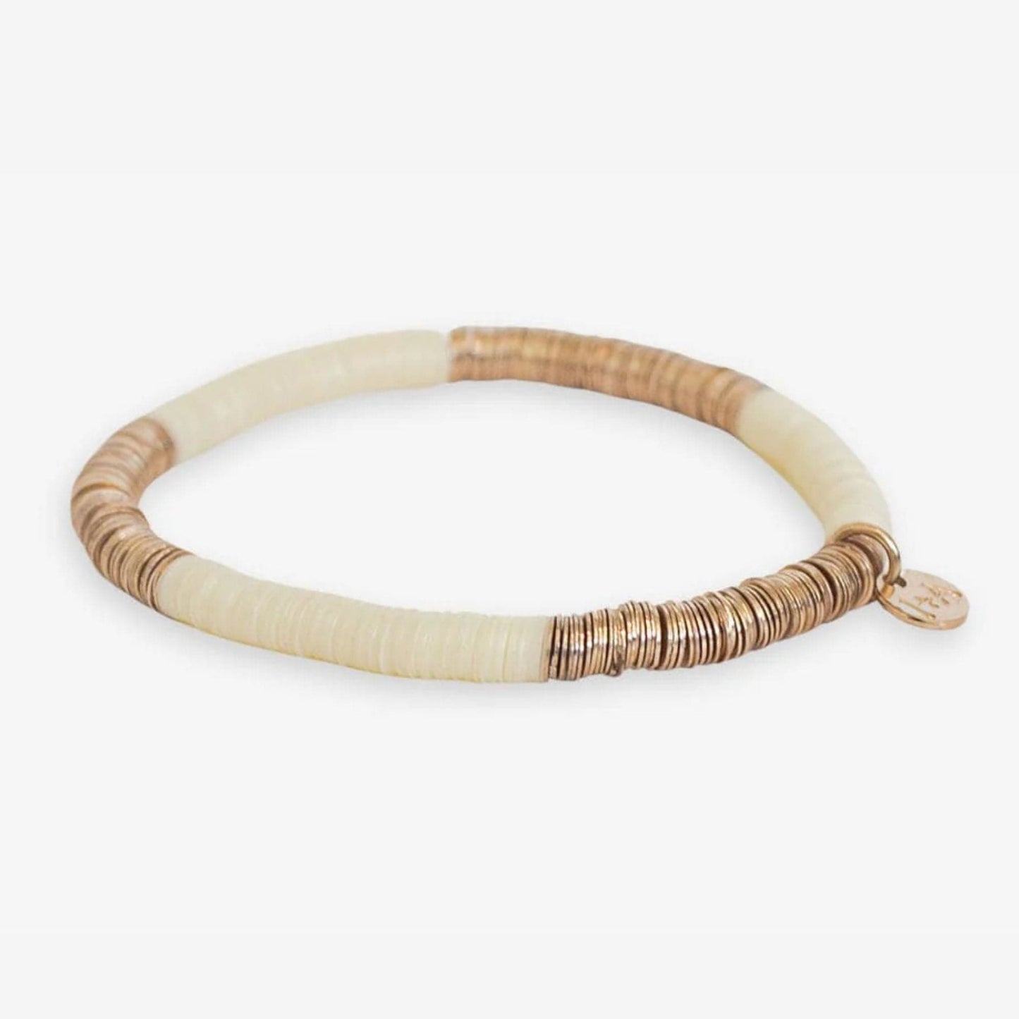 Grace Block Stretch Bracelet Cream & Gold