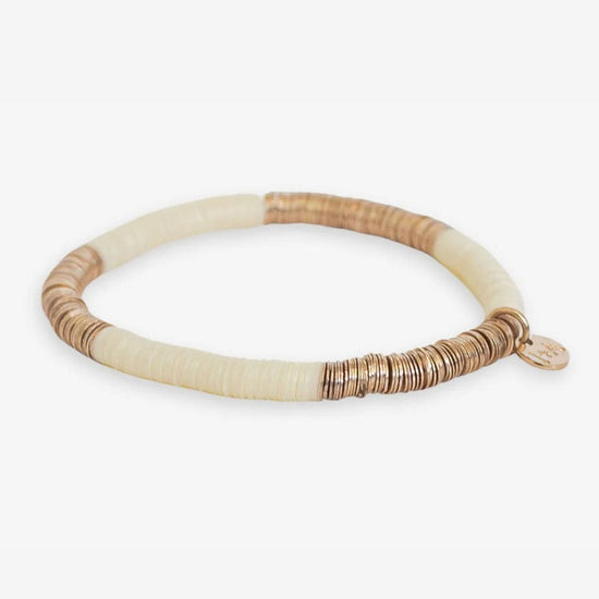 Grace Block Stretch Bracelet Cream & Gold