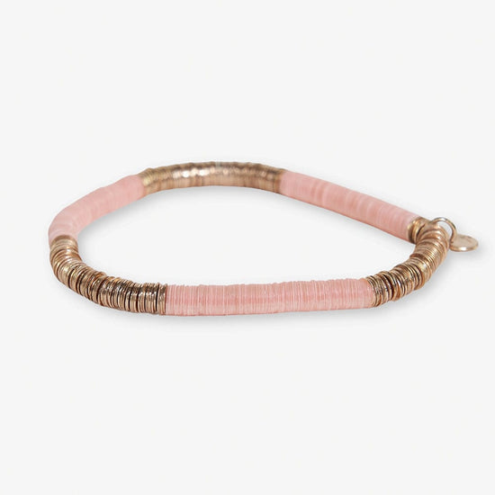 Grace Block Stretch Bracelet Light Pink & Gold