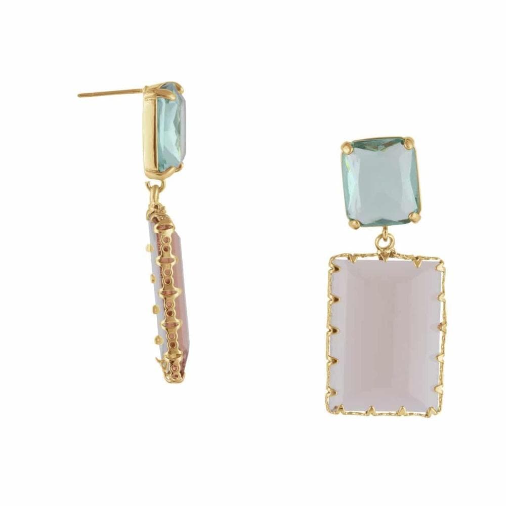 Green Pink Cosette Allure Stone Cut Luxe Earrings