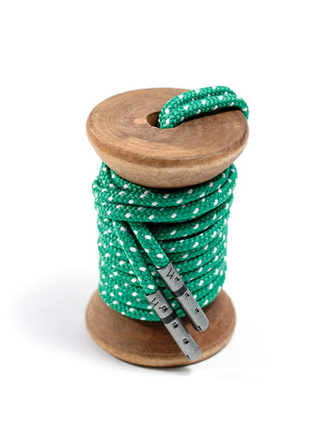 Green & White Ticked Shoelaces