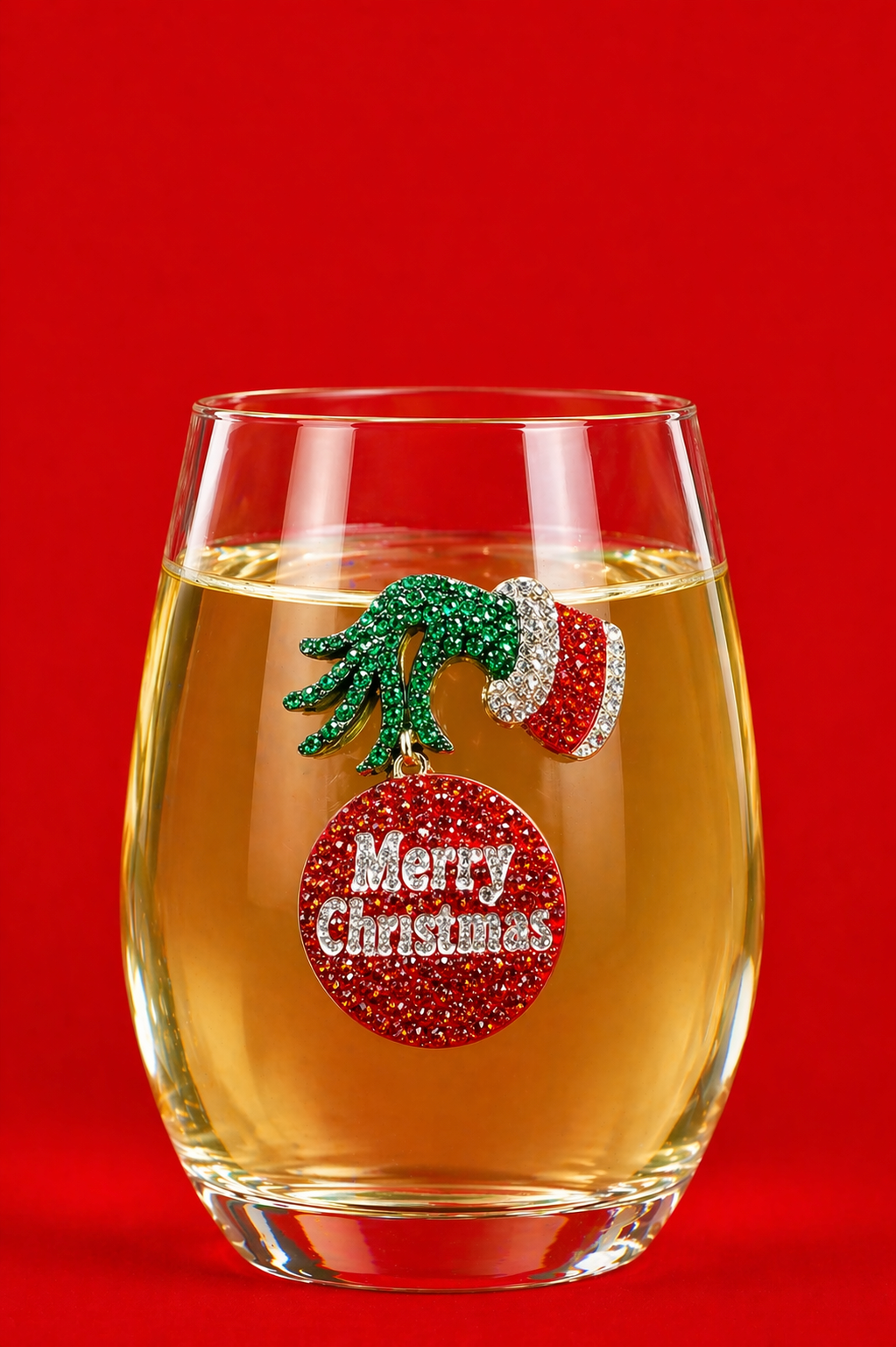 Grumpy Christmas (The Grinch) Stemless Wine Glass