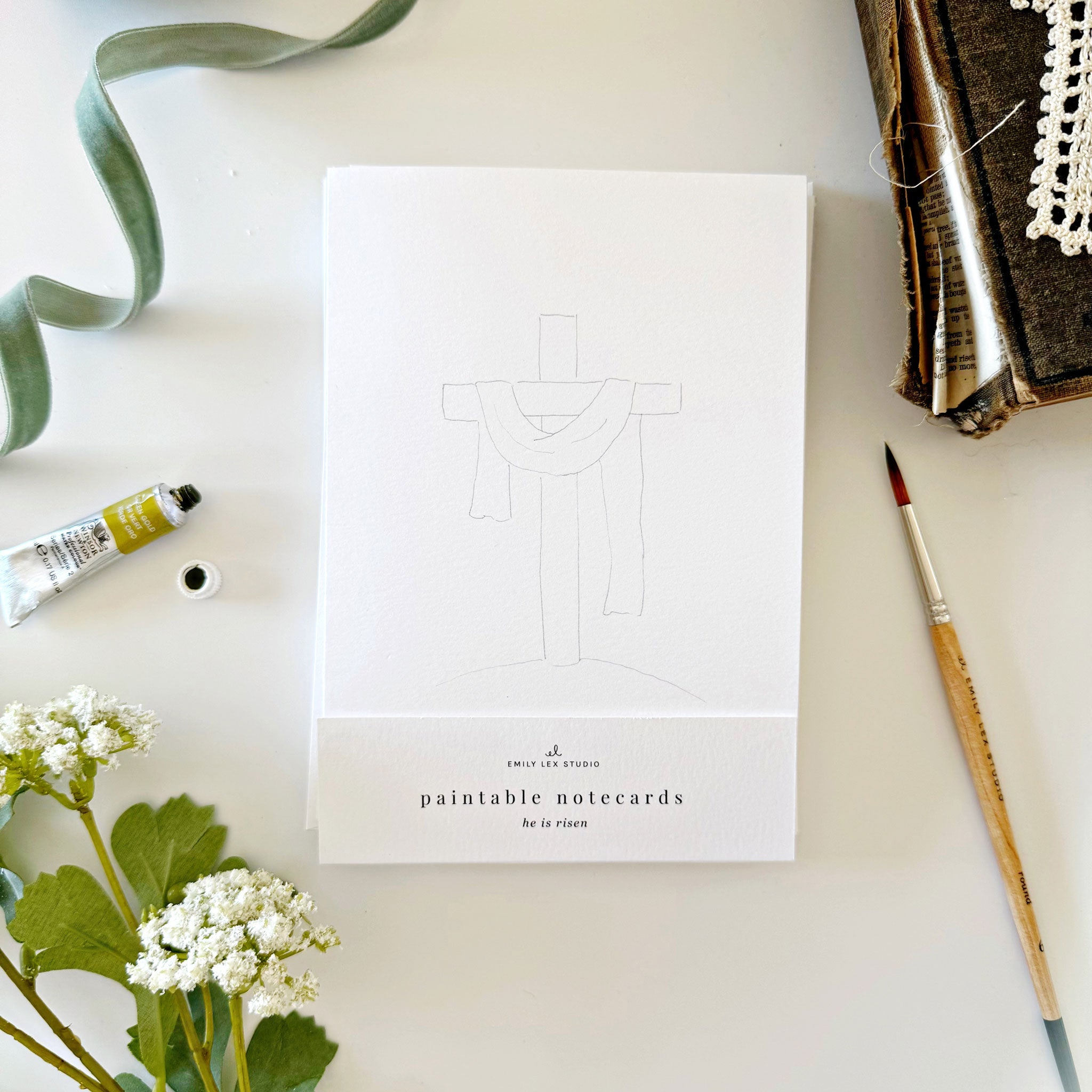 HE IS RISEN PAINTABLE NOTECARDS