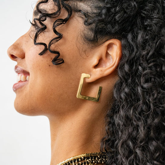 Heidi Square Earrings Brass