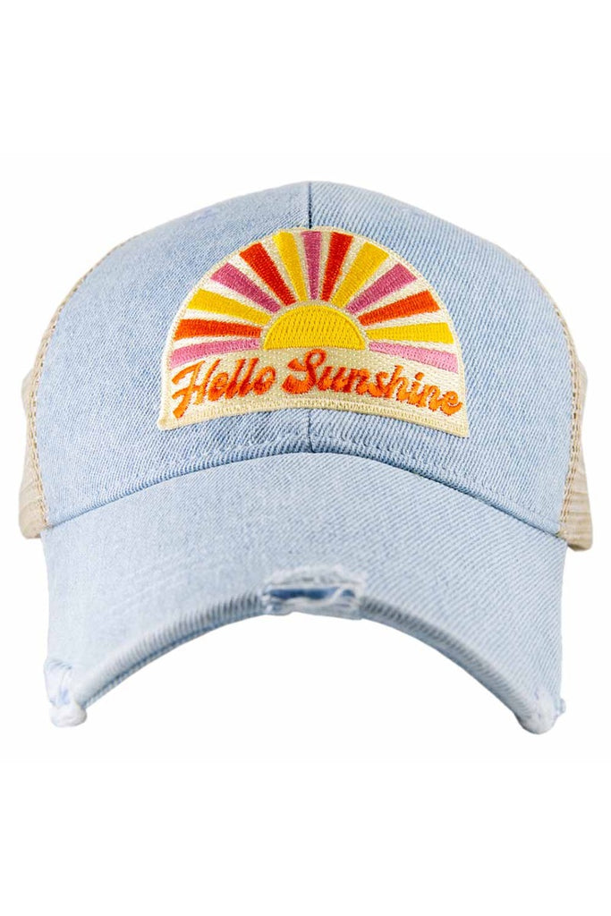 Hello Sunshine Denim Patch Trucker Hat