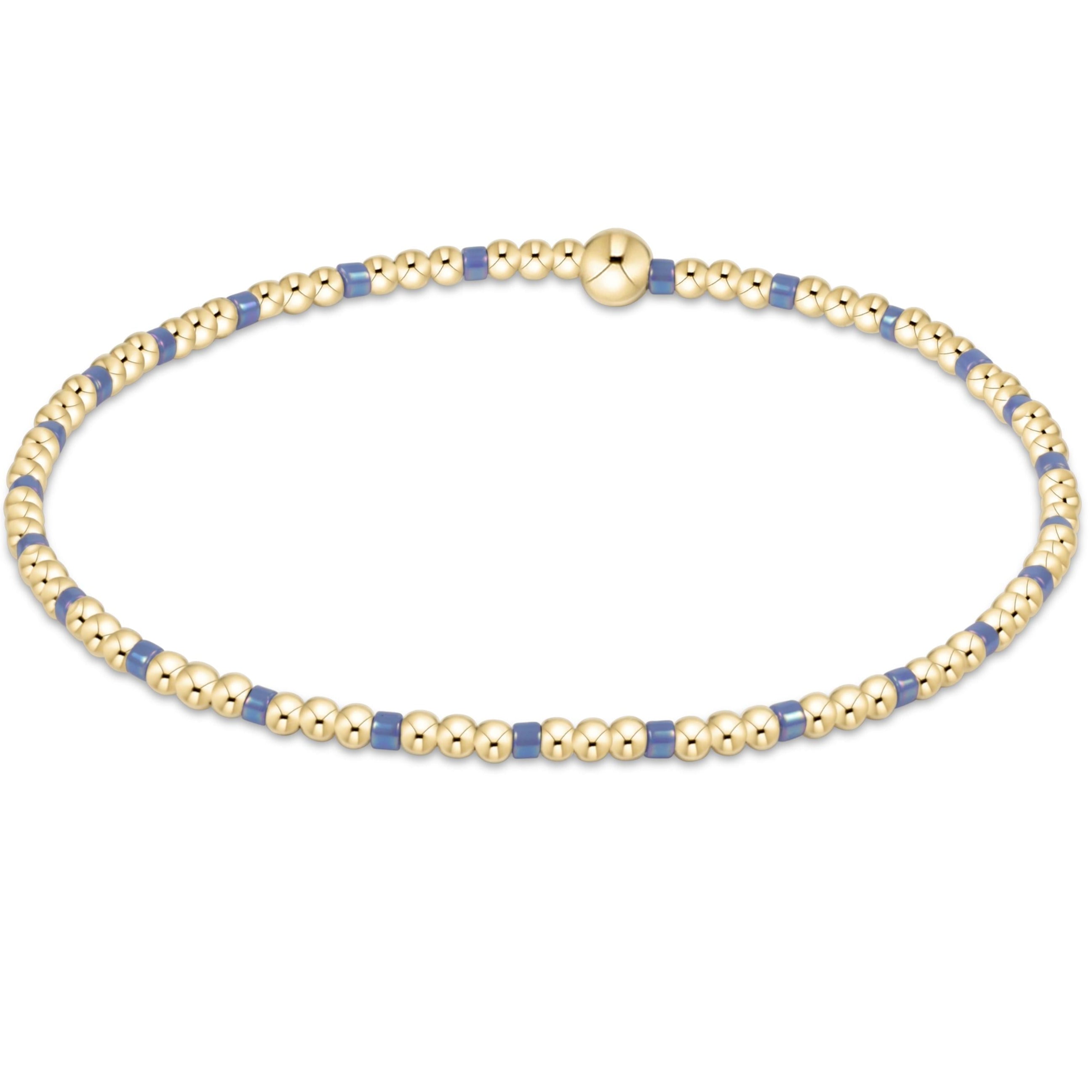 Hope Sincerity Pattern 2mm Bead Bracelet - Blue Metalic