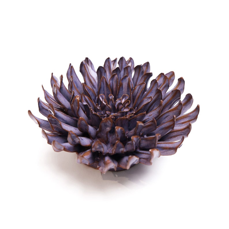 Ceramic Flower Collection Violet Blue Fleur de Lis Mum