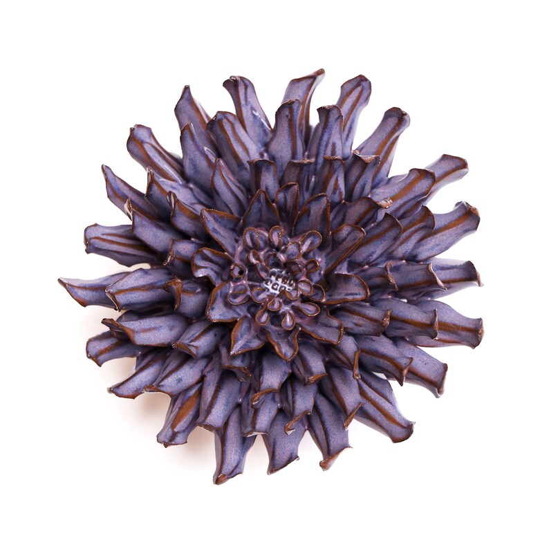 Ceramic Flower Collection Violet Blue Fleur de Lis Mum