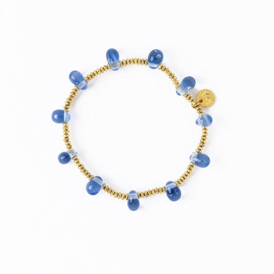 Hope Gold Stretch Bracelet w/ Teardrop Bead Blue