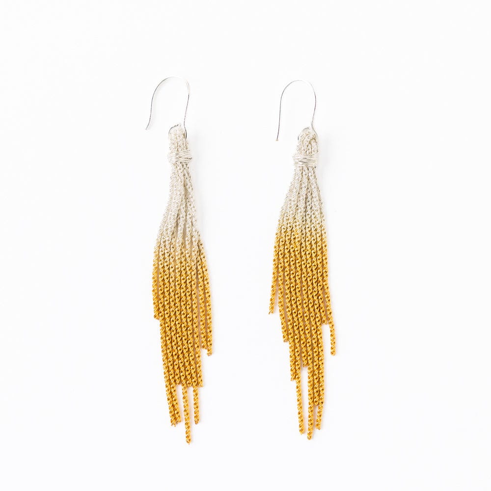 Ivy Mixed Metal Tassel Earrings Silver & 18k Gold
