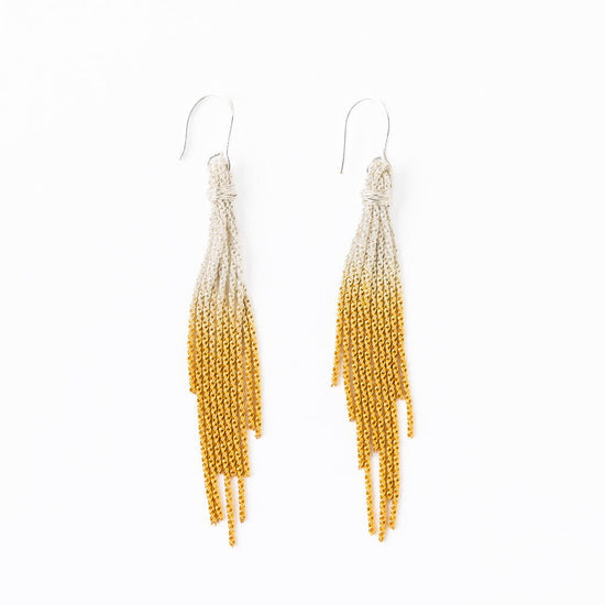 Ivy Mixed Metal Tassel Earrings Silver & 18k Gold