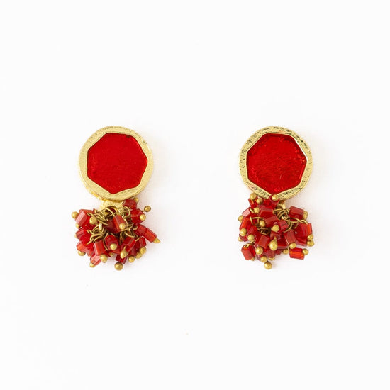 Kimberly Enamel Earrrings Red