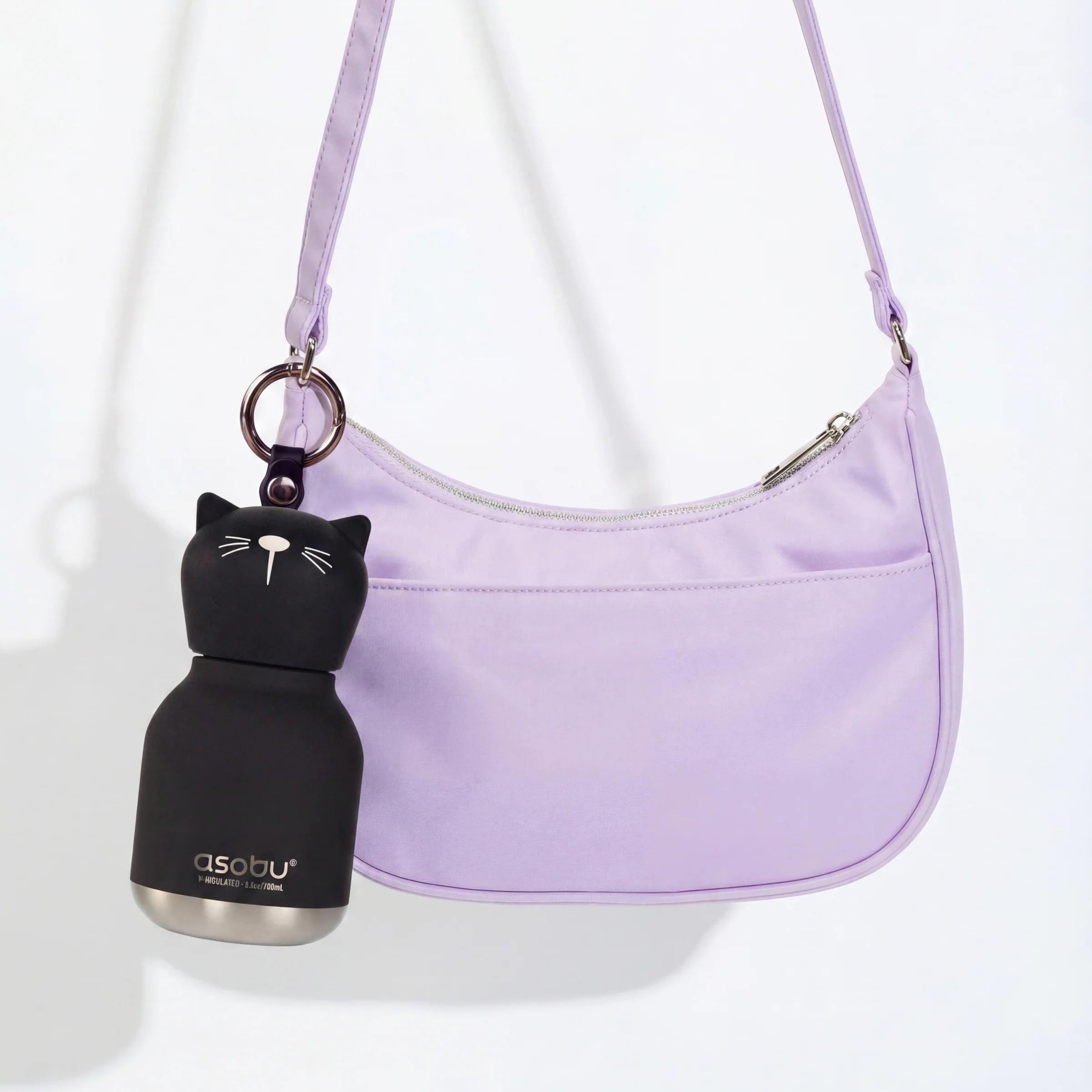 Bag Charm Water Bottle - Black Cat