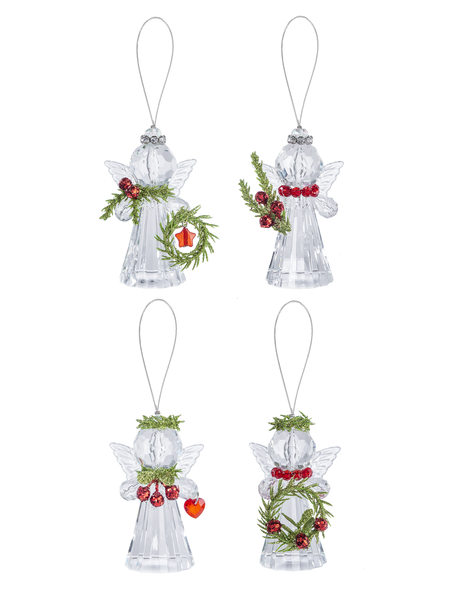 3" Mistletoe Angel Ornament, Acrylic