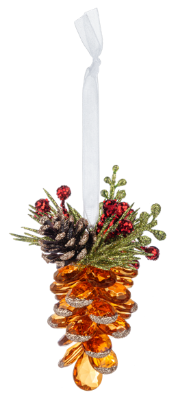 4" Krystal Pinecones Ornament, Acrylic