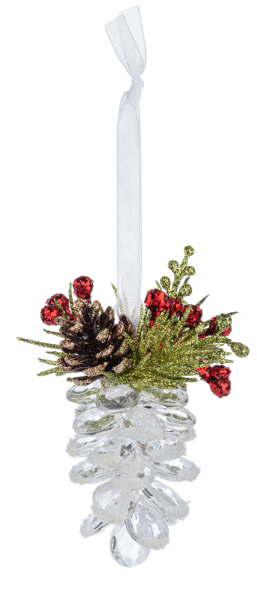 4" Krystal Pinecones Ornament, Acrylic