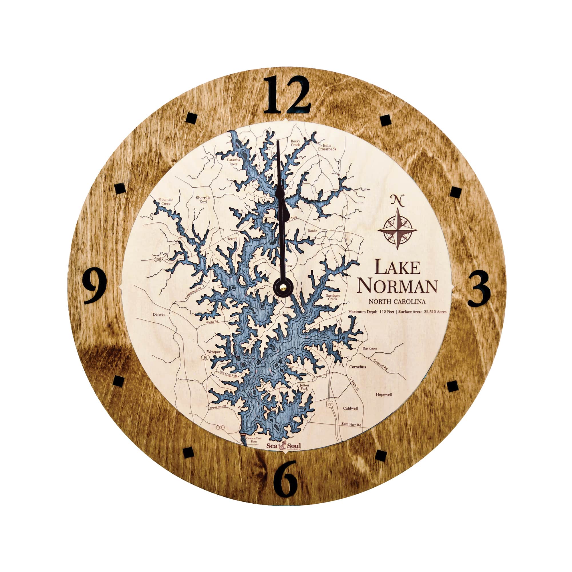 Lake Norman Clock 24" - Americana & Deep Blue Water