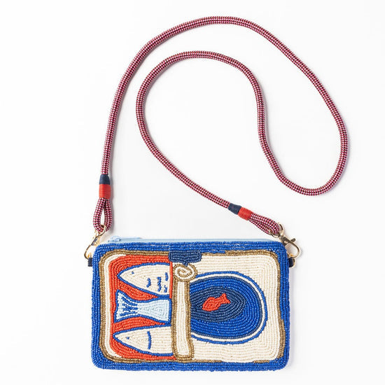 Leila Sardine Seed Bead Clutch w/ Strap