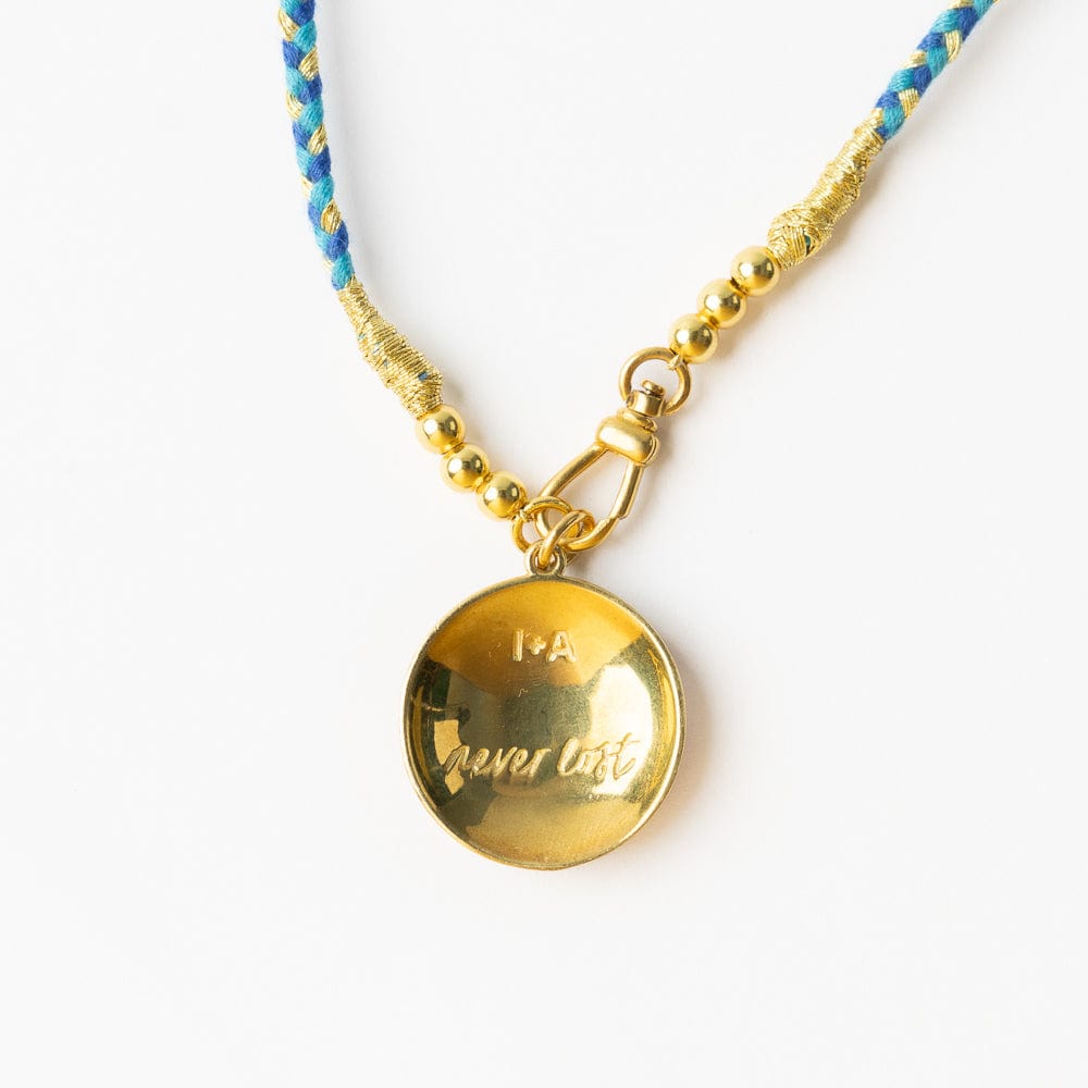 Maria Braided Necklace w/ Enamel Pendant Never Lost Blue