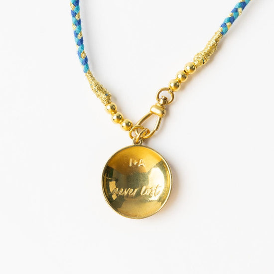 Maria Braided Necklace w/ Enamel Pendant Never Lost Blue