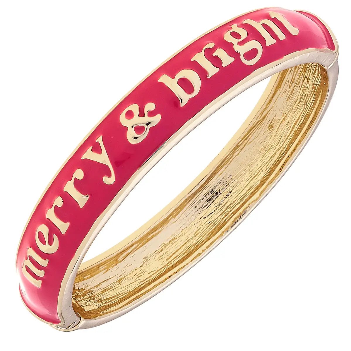 Merry & Bright Sculpted Enamel Hinge Bangle in Fuchsia