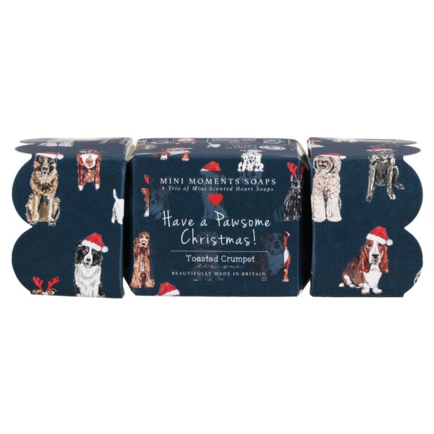 Christmas Dogs - Mini Moments Boxed Trio of Heart Soaps