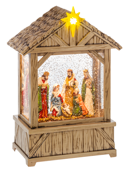 LED Shimmer Nativity Snow Globe