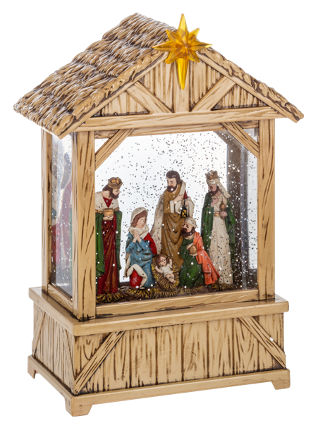 LED Shimmer Nativity Snow Globe