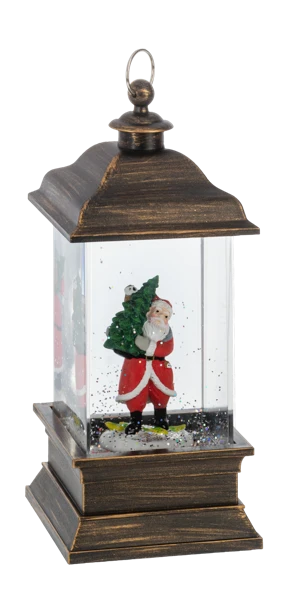 LED Woodland Santa Lantern Snow Globe