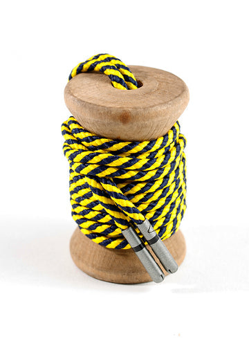 Yellow & Navy Striped Shoelaces
