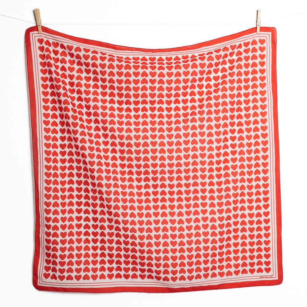 Olivia Heart Print Scarf 36" x 36"