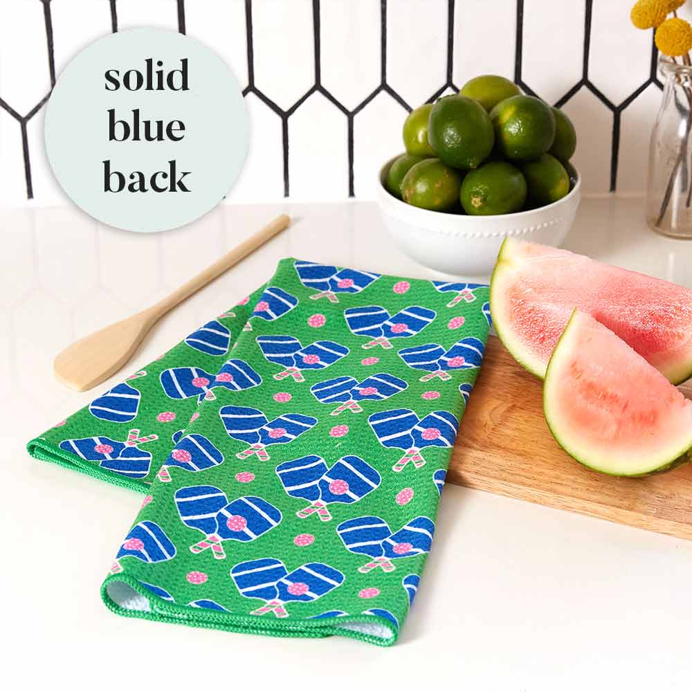 Pickleball Fun blu Kitchen Tea Towel Blue