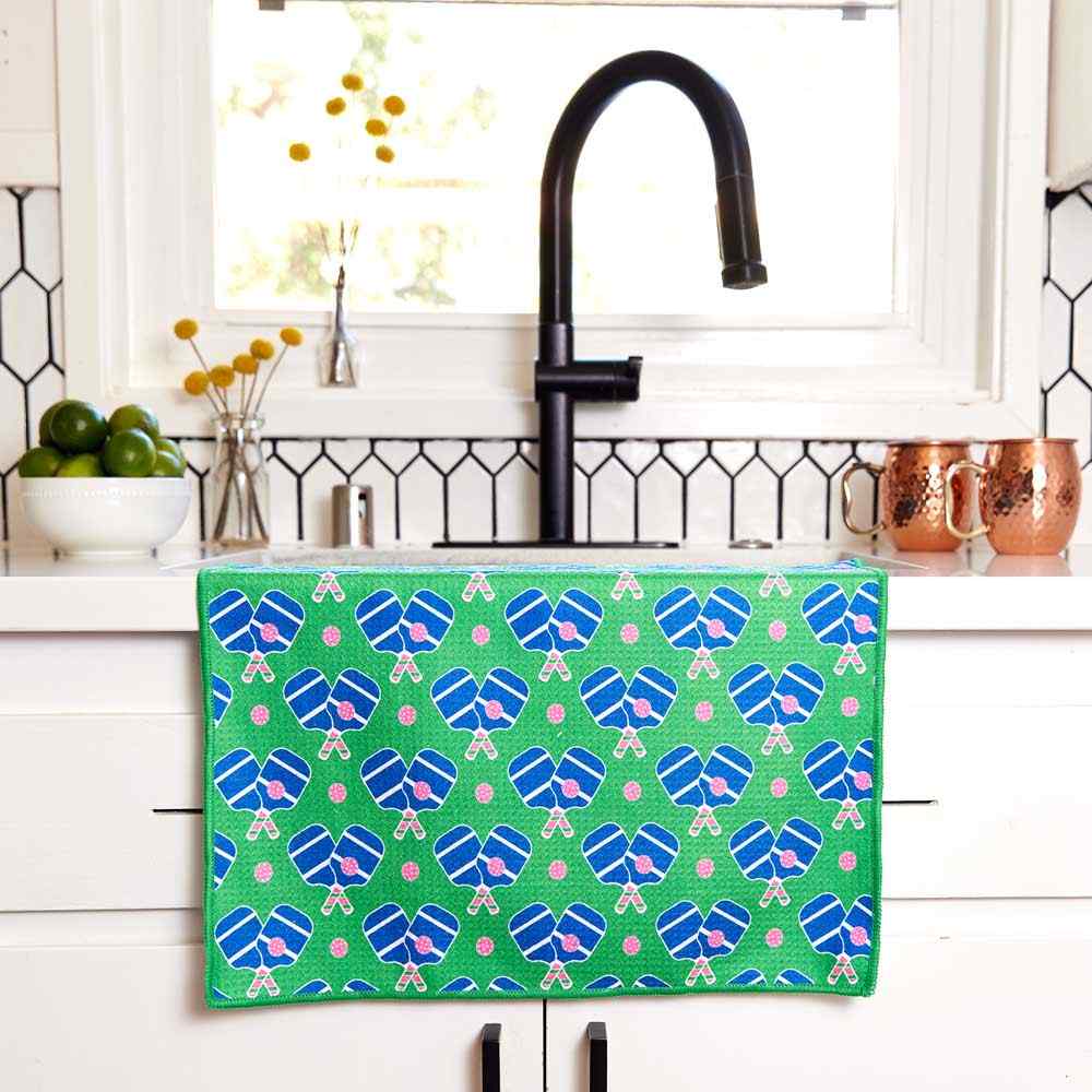 Pickleball Fun blu Kitchen Tea Towel Blue