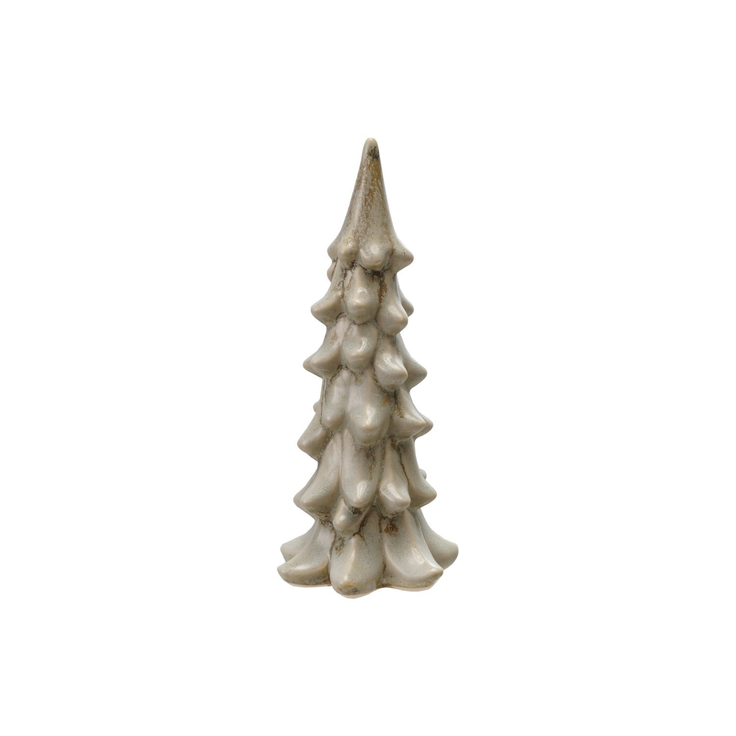 Creative Co-op 10-inch ivory stoneware decorative Christmas tree figurine with textured branches