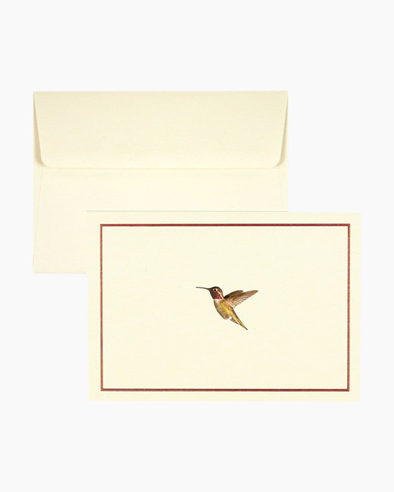 Peter Pauper Press hummingbird flight note card with matching cream envelope on white background
