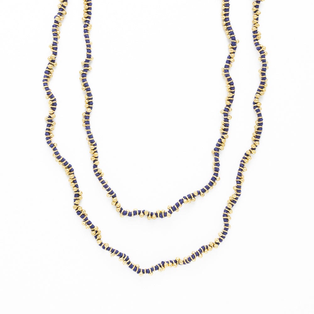 Rosemary Thread  w/ Brass Extra Long Necklace Royal Blue