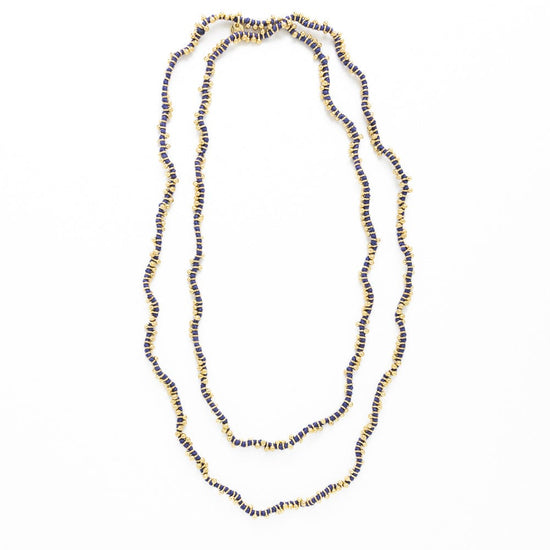 Rosemary Thread  w/ Brass Extra Long Necklace Royal Blue