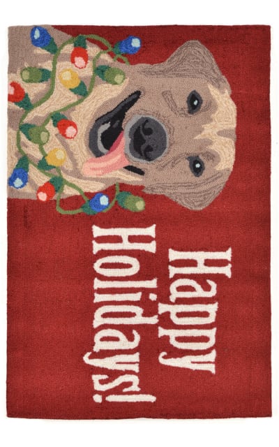 Happy Holidays Red Rug (20" x 30")