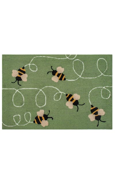 Buzzy Bees Green Rug (20" x 30")