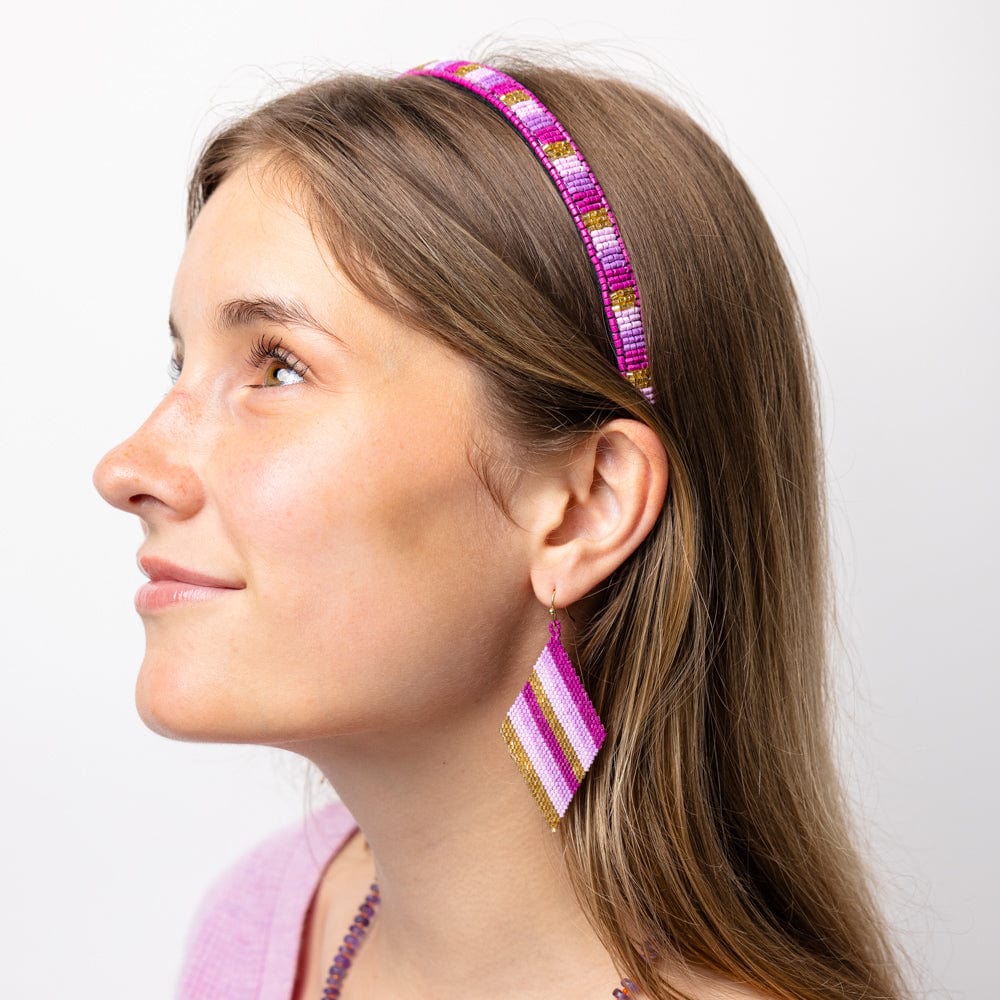 Sadie Vertical Colorblock Thin Luxe Headband Purple