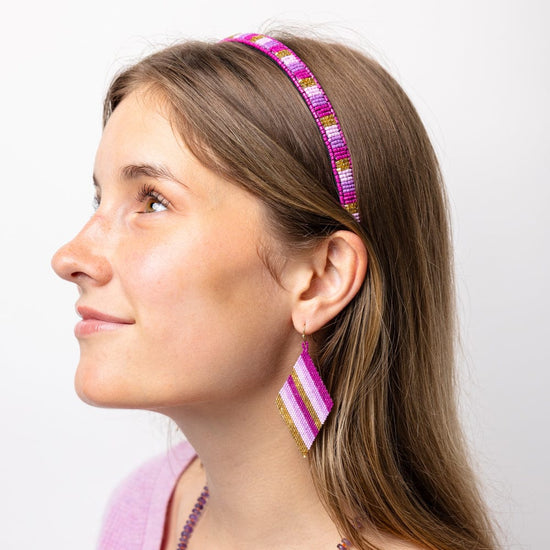 Sadie Vertical Colorblock Thin Luxe Headband Purple