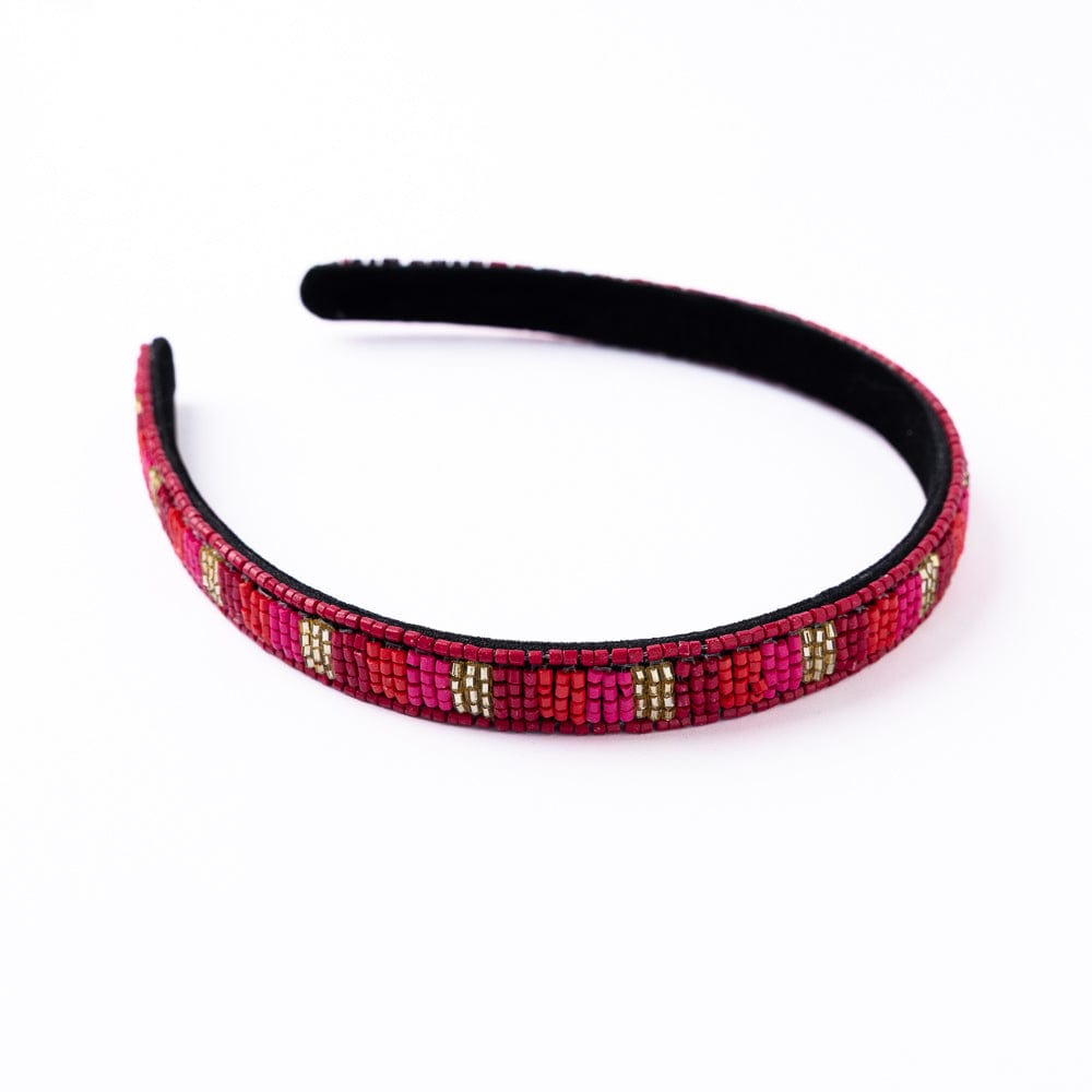 Sadie Vertical Colorblock Thin Luxe Headband Red