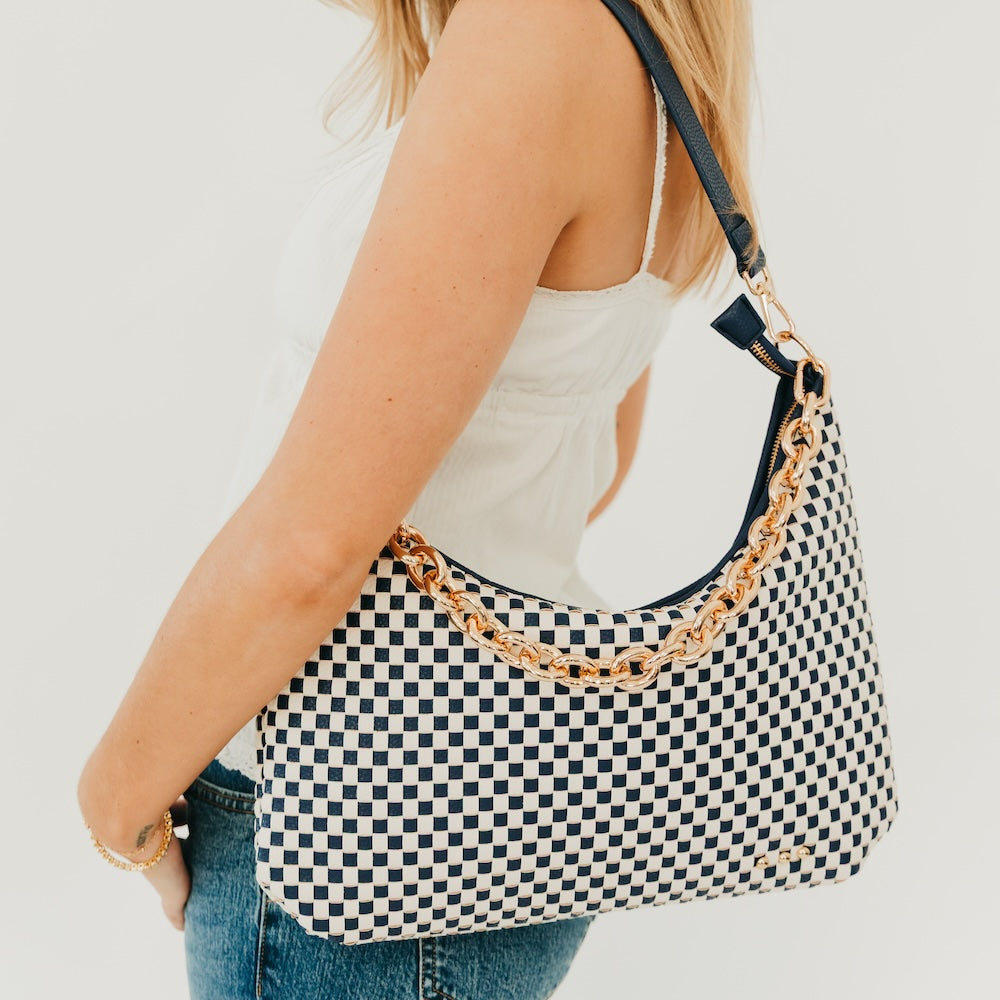 SIENNA SLOUCHY WOVEN SHOULDER BAG-DENIM BLUE