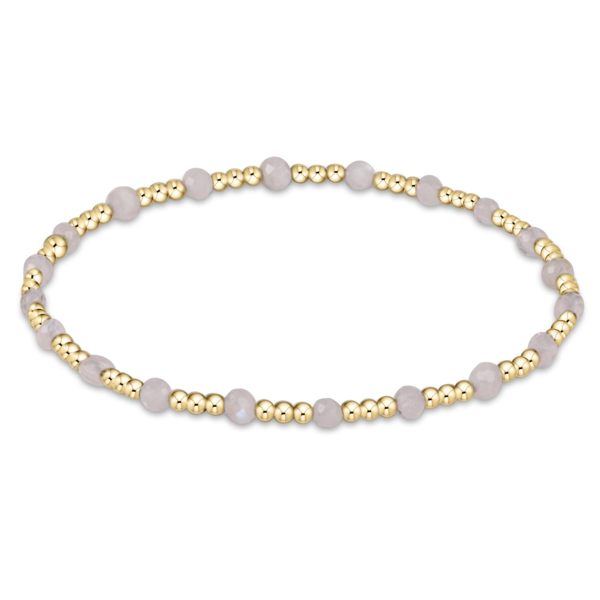 Extends - Gemstone Gold Sincerity Pattern 3mm Bead Bracelet - Moonstone