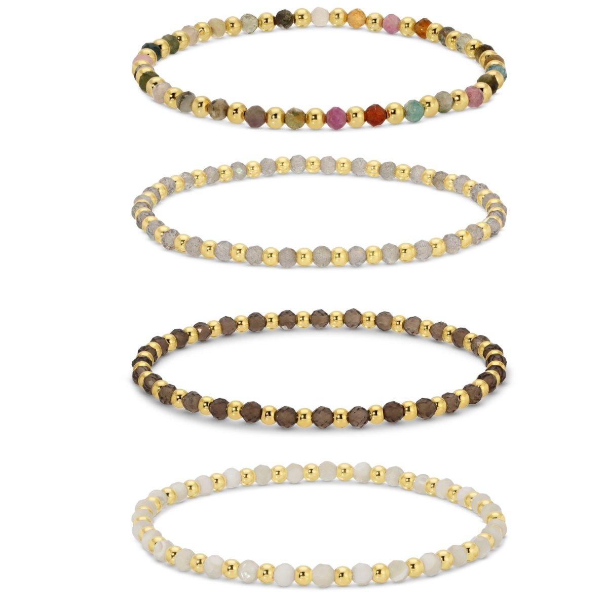 Bracelet - Multi color Stones w/Bead Accents Brights/Gold