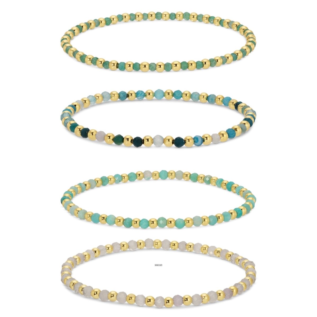 Bracelet - Multi color Stones w/Bead Accents Brights/Gold