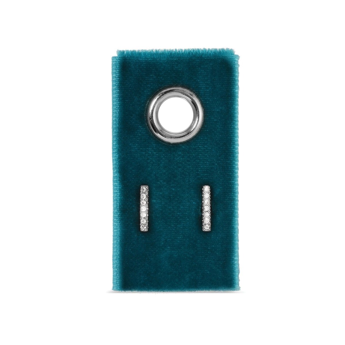Earrings - Single Stud - Light Blue Pave Bar - Gold