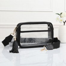 Button Style Clear Bags - Black