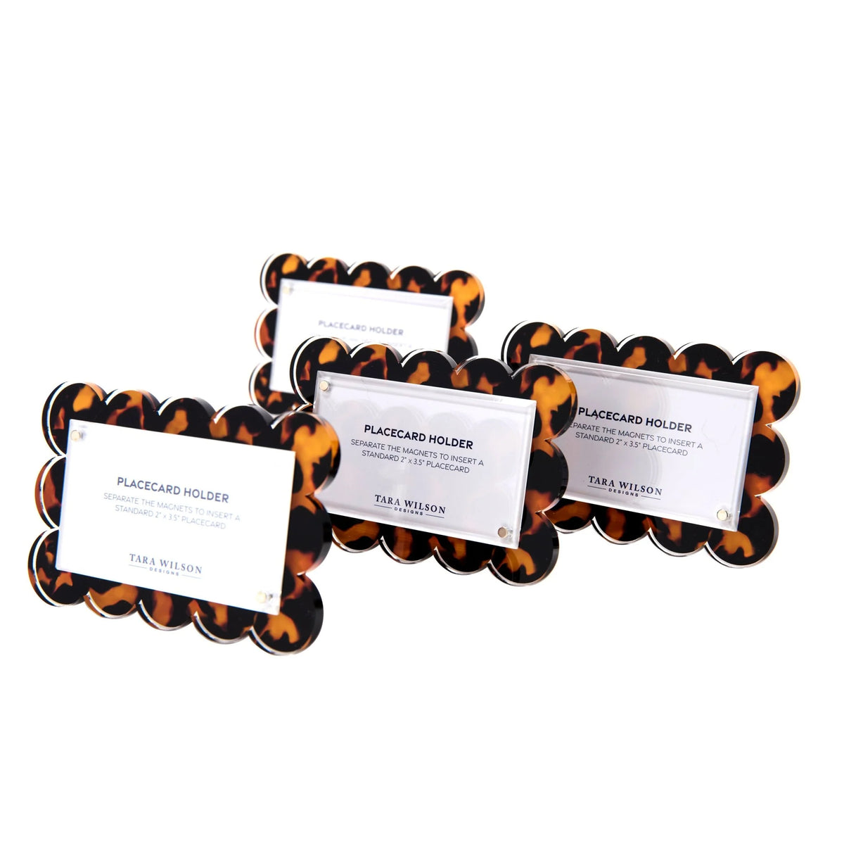 ACRYLIC PLACE CARD HOLDER-TORTOISE-MAGNETIC KICKSTAND FOR HORIZONTAL/VERTICAL PRESENTATION