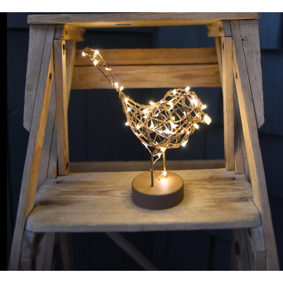 Table Robin Light - Cute LED Ornament - Color: Copper